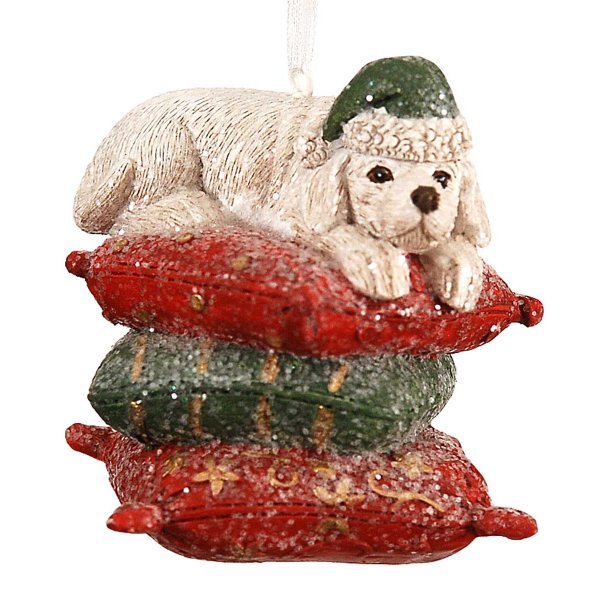 Χριστουγεννιάτικος Σκύλος Μπεζ με Μαξιλάρια (7cm)